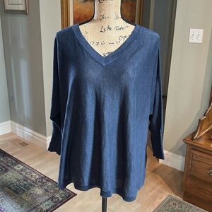 Garnet Hill 100 % Navy 3/4 Sleeve, Small Tunic